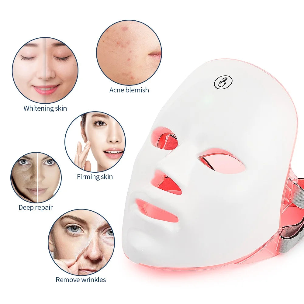 MALLINAZ 7-Color LED Facial Mask | Light Therapy for Glowing Skin