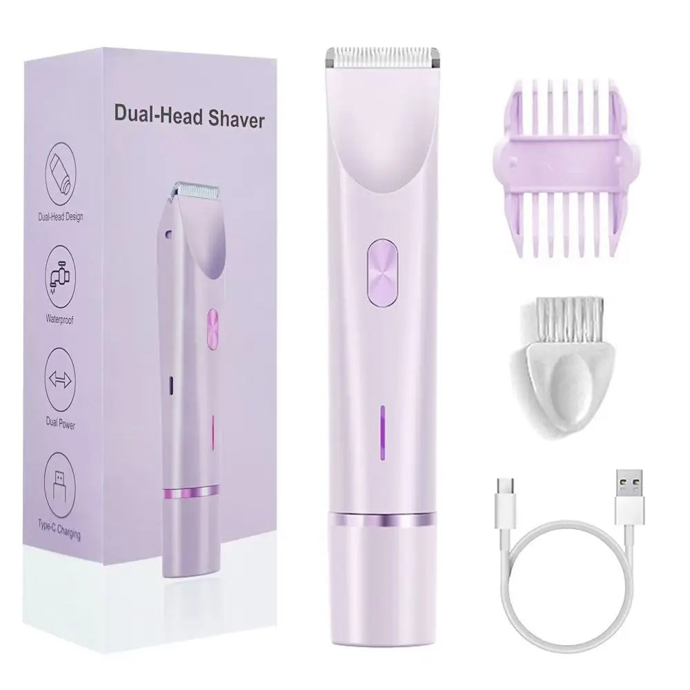 MALLINAZ Dual-Head Precision Lady Shaver — 2-in-1 Face & Body Trimmer, USB-C Rechargeable
