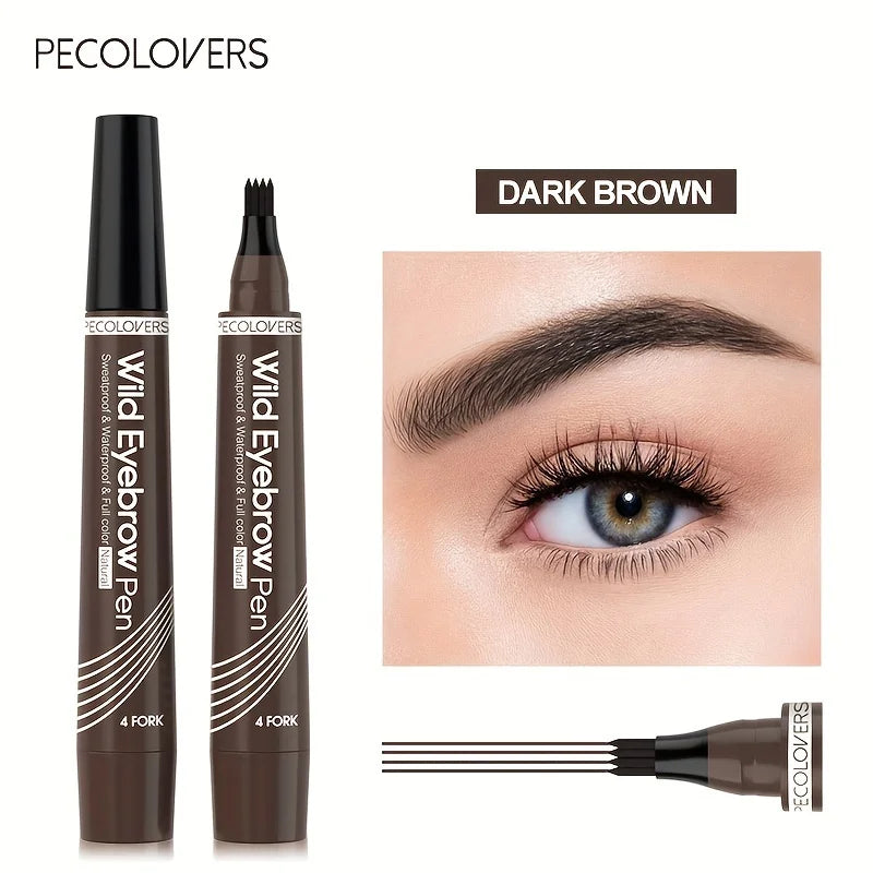 4-Tip Waterproof Microblading Eyebrow Pen – Natural Hair-Like Definition by Mallinaz