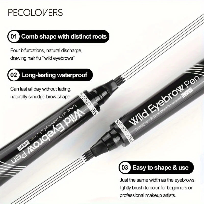 4-Tip Waterproof Microblading Eyebrow Pen – Natural Hair-Like Definition by Mallinaz