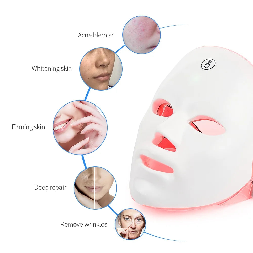 MALLINAZ 7-Color LED Facial Mask | Light Therapy for Glowing Skin