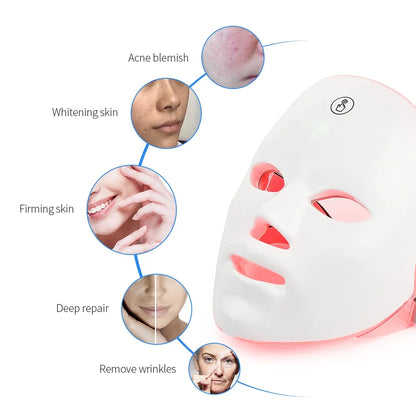 MALLINAZ 7-Color LED Facial Mask | Light Therapy for Glowing Skin