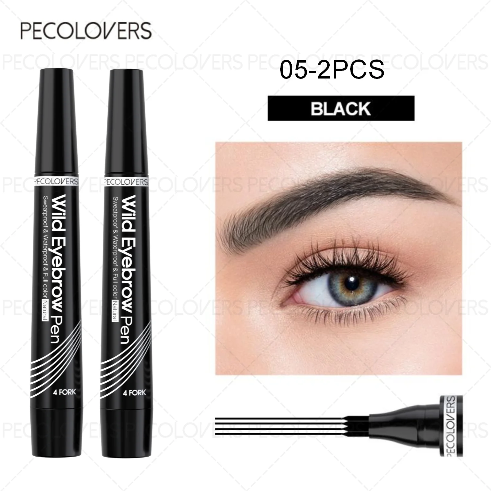 4-Tip Waterproof Microblading Eyebrow Pen – Natural Hair-Like Definition by Mallinaz