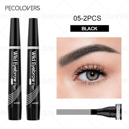 4-Tip Waterproof Microblading Eyebrow Pen – Natural Hair-Like Definition by Mallinaz