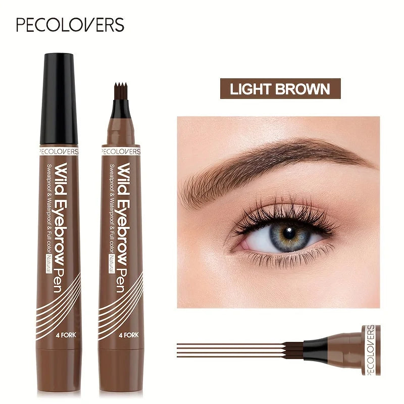 4-Tip Waterproof Microblading Eyebrow Pen – Natural Hair-Like Definition by Mallinaz