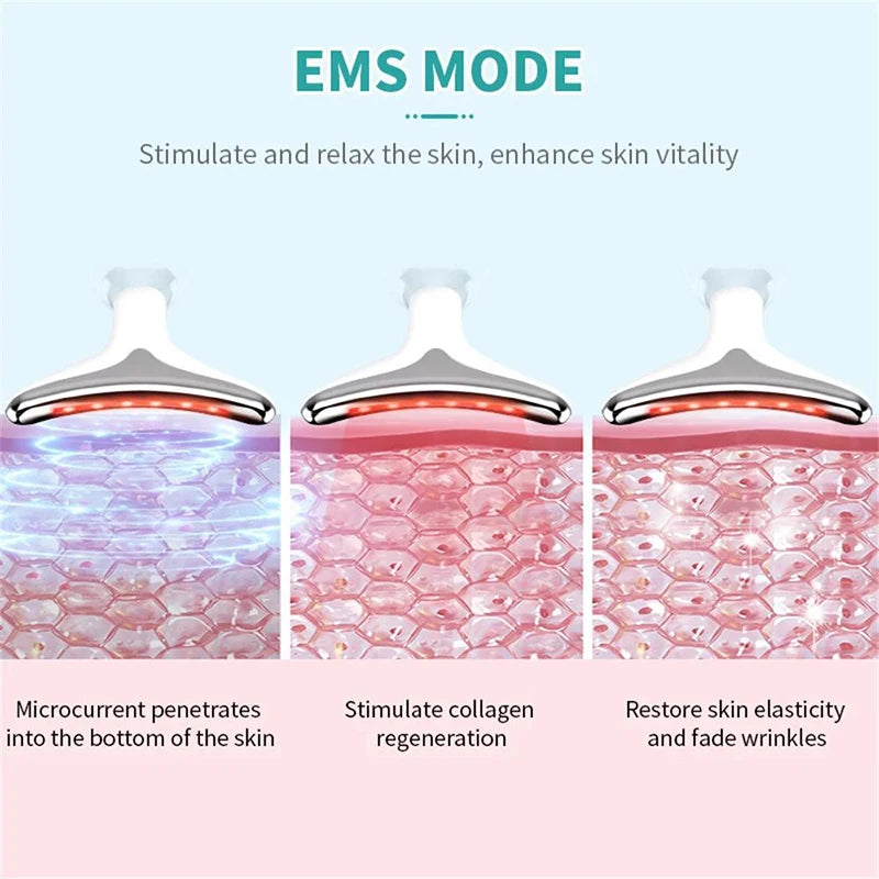 7 Color Neck Face Lifter Ems Neck Face Lifting Massager Skin Tighten Device Led Photon Therapy Anti Wrinkle Double Chin Remover