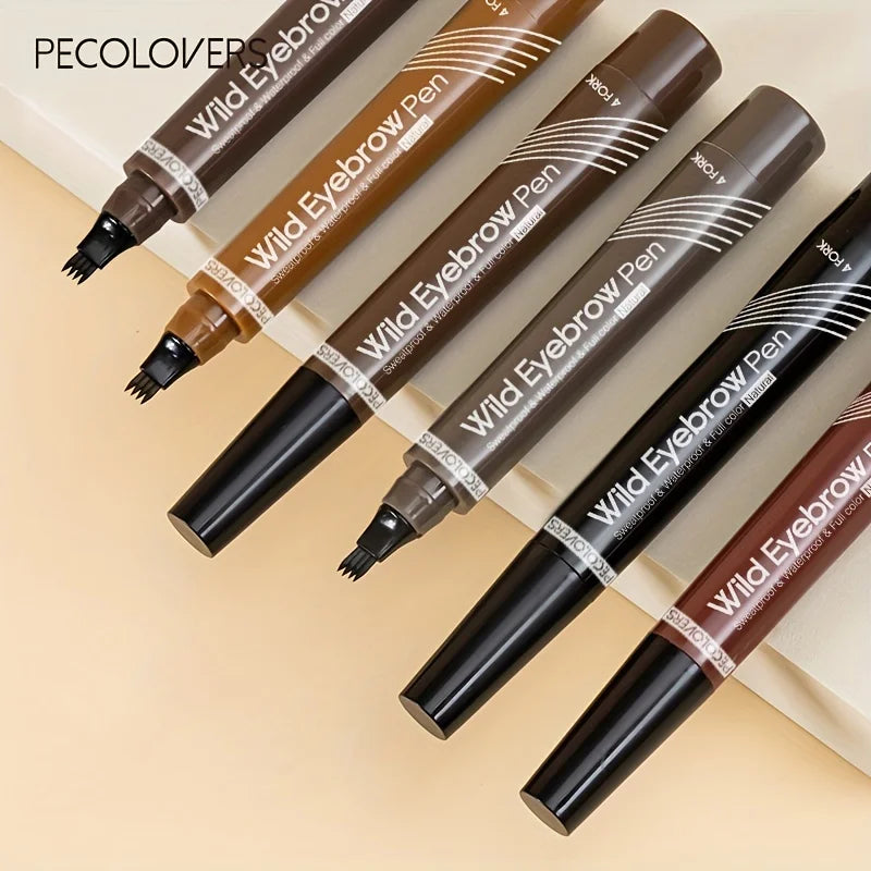 4-Tip Waterproof Microblading Eyebrow Pen – Natural Hair-Like Definition by Mallinaz