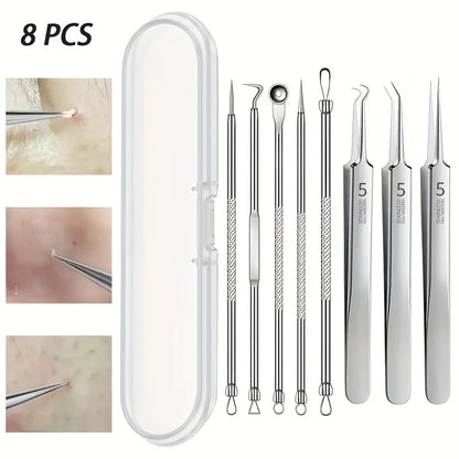 Professional Stainless Steel Blackhead Remover Set – Precision Skincare Tools by Mallinaz