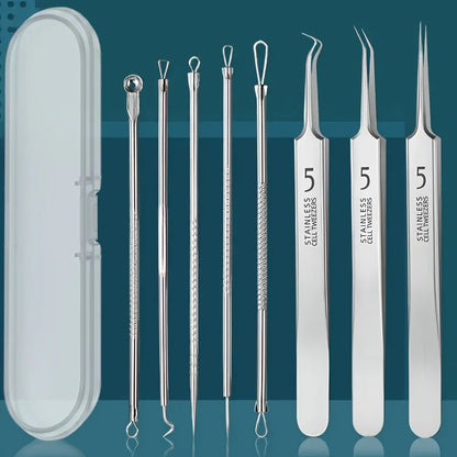 Professional Stainless Steel Blackhead Remover Set – Precision Skincare Tools by Mallinaz