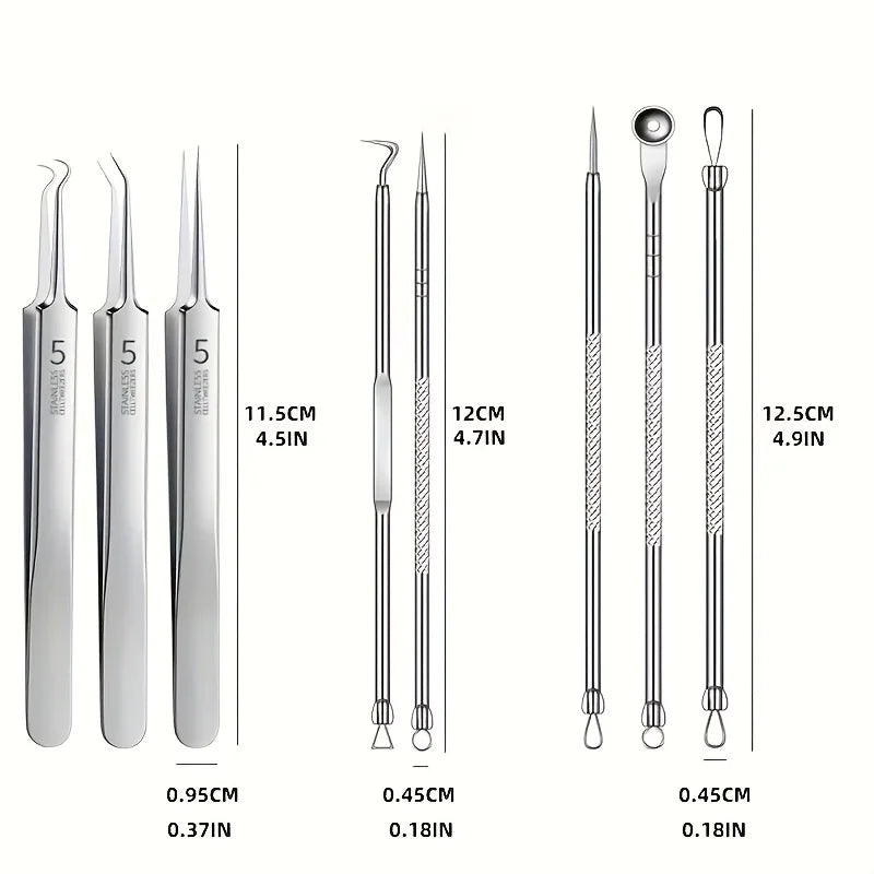 Professional Stainless Steel Blackhead Remover Set – Precision Skincare Tools by Mallinaz