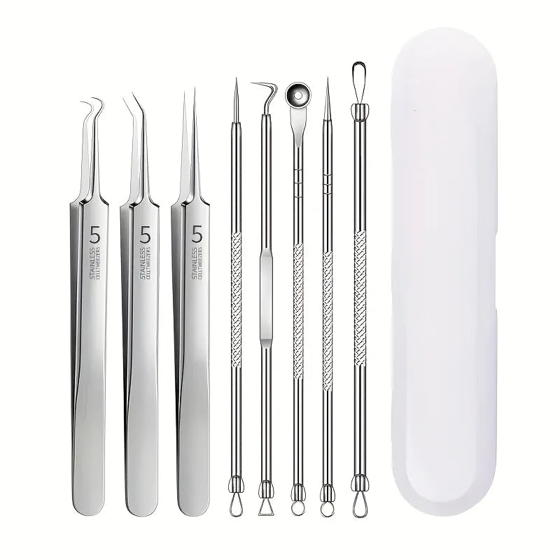 Professional Stainless Steel Blackhead Remover Set – Precision Skincare Tools by Mallinaz