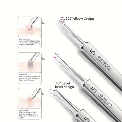 Professional Stainless Steel Blackhead Remover Set – Precision Skincare Tools by Mallinaz